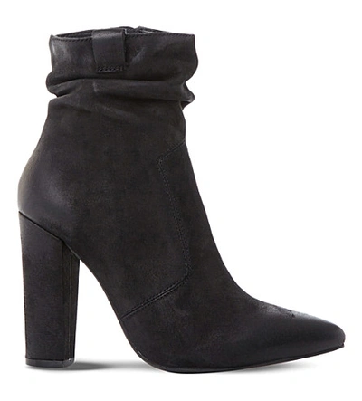 Steve Madden Ruling Sm Ruched Ankle Boots In Black-nubuck