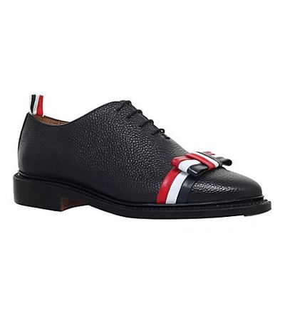 Shop Thom Browne Wholecut Bow Detail Leather Shoes In Blk/other