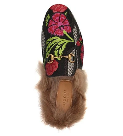 Shop Gucci Princetown Floral Brocade Wool Slipper In Black/comb