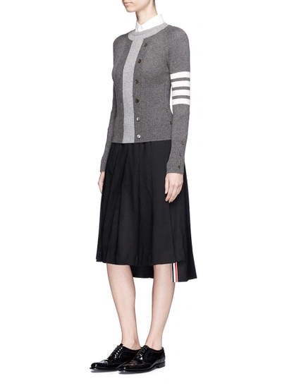 Shop Thom Browne Pleated Staggered Suiting Skirt