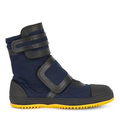 Marni Canvas And Rubber High-top Sneakers In Night Blue