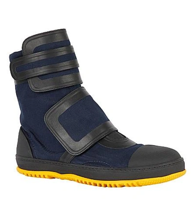 Shop Marni Canvas And Rubber High-top Sneakers In Night Blue