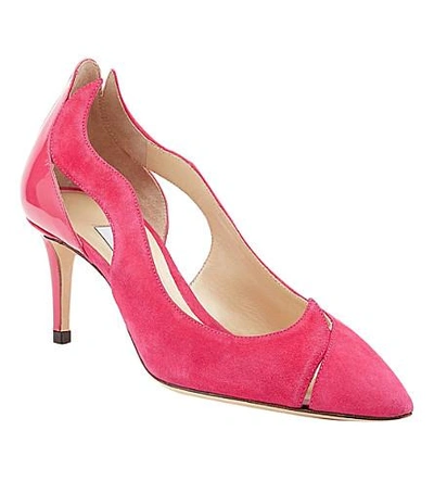 Shop Jimmy Choo Saga 65 Leather And Suede Cutout Courts In Pink/pink