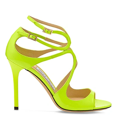 Jimmy Choo Lang 100 Patent-leather Heeled Sandals In Shocking Yellow