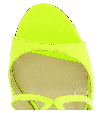 Shop Jimmy Choo Lang 100 Patent-leather Heeled Sandals In Shocking Yellow