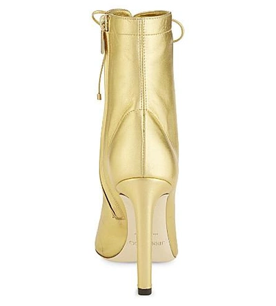 Shop Jimmy Choo Daize 100 Leather Heeled Ankle Boots In Roman Gold