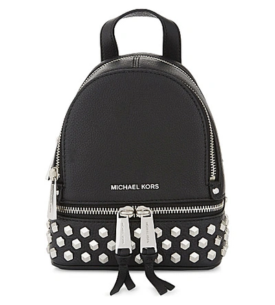 Shop Michael Michael Kors Rhea Studded Leather Backpack In Black