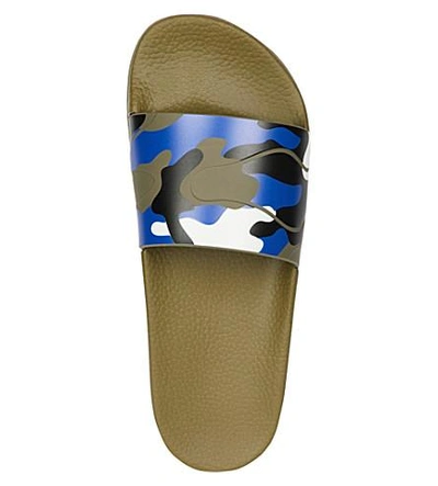 Shop Valentino Camo-print Rubber Slider Sandals In Blk/other