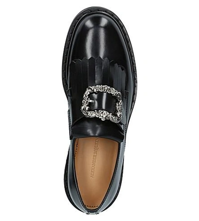 Shop Alexander Mcqueen Punk Buckle Leather Loafers In Black/comb