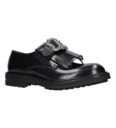 Shop Alexander Mcqueen Punk Buckle Leather Loafers In Black/comb