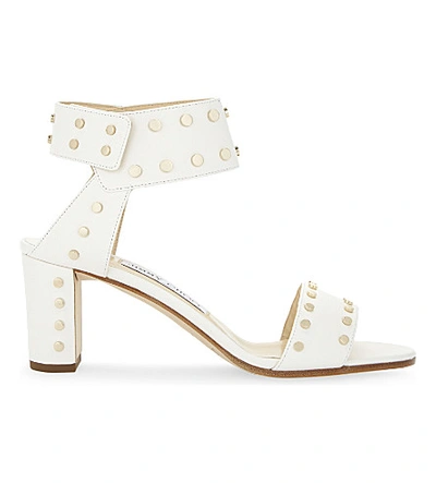 Jimmy Choo Veto 65 Leather Heeled Sandals In Chalk/gold