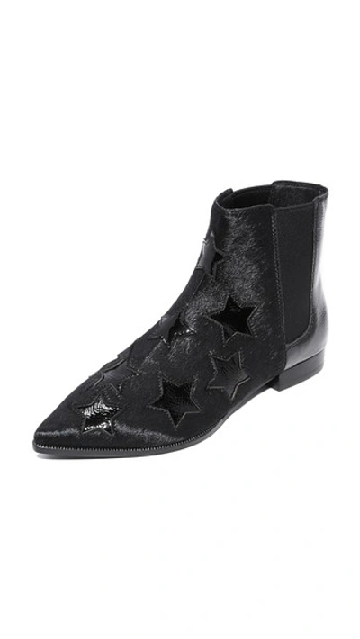 Ash Bliss Star-detail Calf Hair & Leather Booties In Black