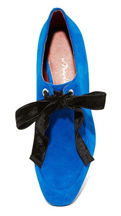 Shop 3.1 Phillip Lim / フィリップ リム Square Toe Lace Up Flats In Electric Blu