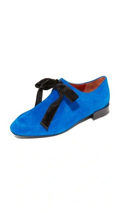 3.1 Phillip Lim / フィリップ リム Square Toe Lace Up Flats In Electric Blu