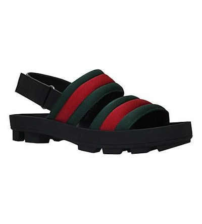 Shop Gucci Sam Webbing And Leather Sandals In Black/comb