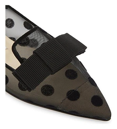 Shop Jimmy Choo Gala Polka-dot Pointed-toe Flats In Black/black