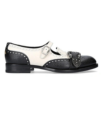 Shop Gucci Queercore Leather Monk Shoes In Blk/white