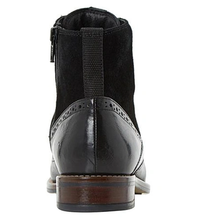 Shop Dune Philomena Leather Brogue Ankle Boots In Black-leather