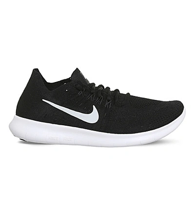 Nike Free Run 2 Flyknit Sneakers In Black White Grey