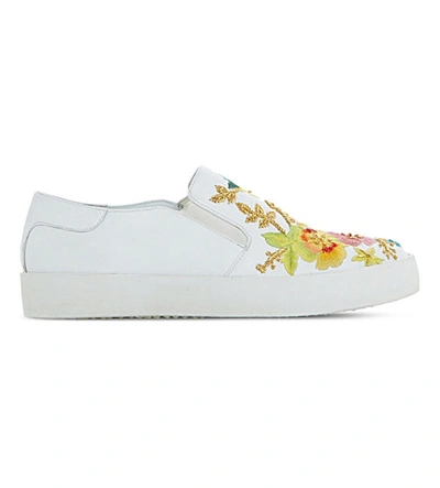 Dune Evanni Embroidered Leather Skate Shoes In White-leather