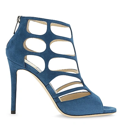 Jimmy Choo Ren 100 Suede Heeled Sandals In Midnight Blue