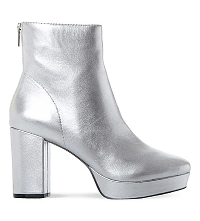 Steve Madden Peace Sm Leather Ankle Boot In Silver-leather