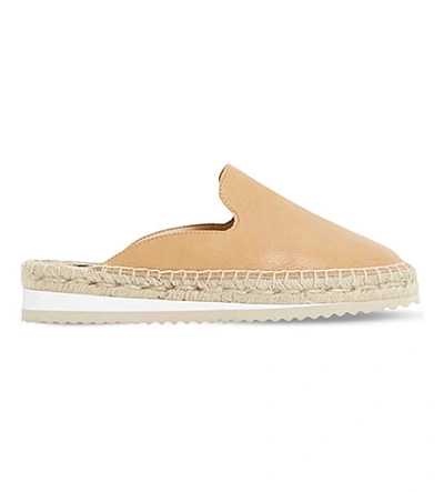Dune Geniee Leather Backless Espadrilles In Tan-leather