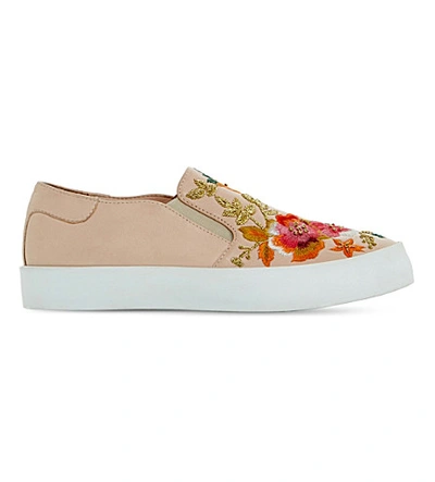 Dune Evanni Embroidered Leather Skate Shoes In Blush-leather