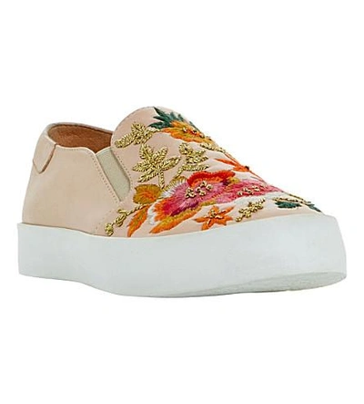 Shop Dune Evanni Embroidered Leather Skate Shoes In Blush-leather