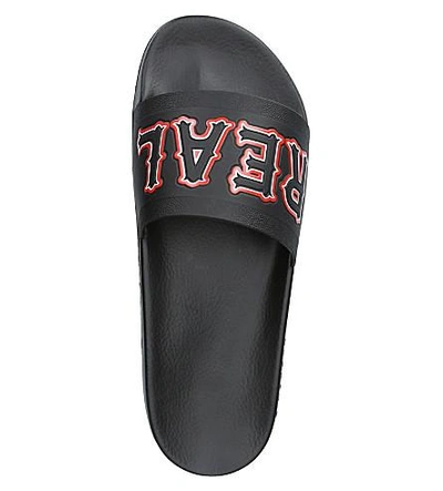Shop Givenchy Real Eyes Rubber Pool Slide Sandals In Blk/red