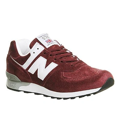 Shop New Balance 576 Low-top Suede Sneakers In Burgundy White Miuk