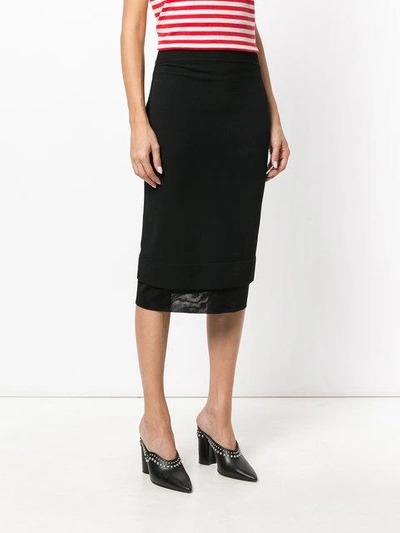 Shop Givenchy Layered Hem Midi Skirt In Black