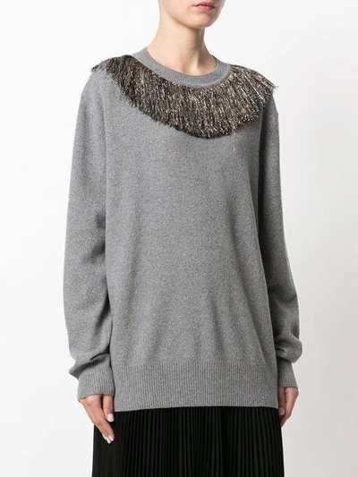 metallic fringe detail jumper