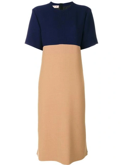 Marni Short-sleeve Colorblock Dress In Neutral Pattern