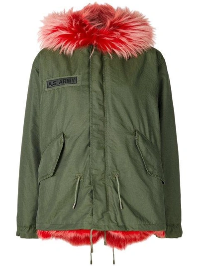 Shop As65 Contrast Lining Coat In Green
