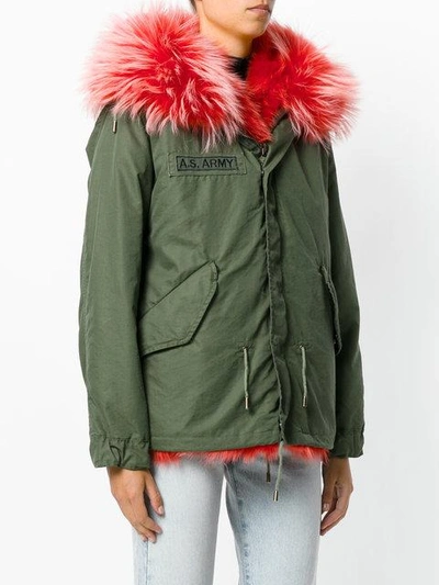 Shop As65 Contrast Lining Coat In Green