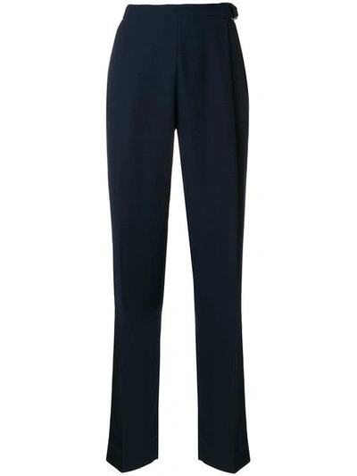 Shop Carven High-waisted Pleated Trousers In Blue