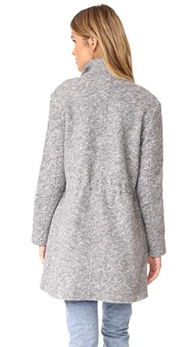 Shop Bb Dakota Maggie Drape Front Coat In Light Heather Grey