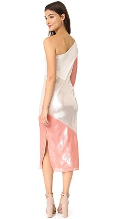 Shop Diane Von Furstenberg One Shoulder Bias Midi Dress In Ivory/light Frappe/deep Rose