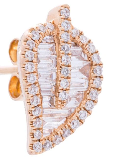 Shop Anita Ko 18kt Rose Gold Medium Leaf Stud Diamond Earrings In Metallic