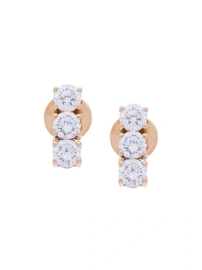Shop Anita Ko 18kt Rose Gold Triple Stud Diamond Earrings In Metallic