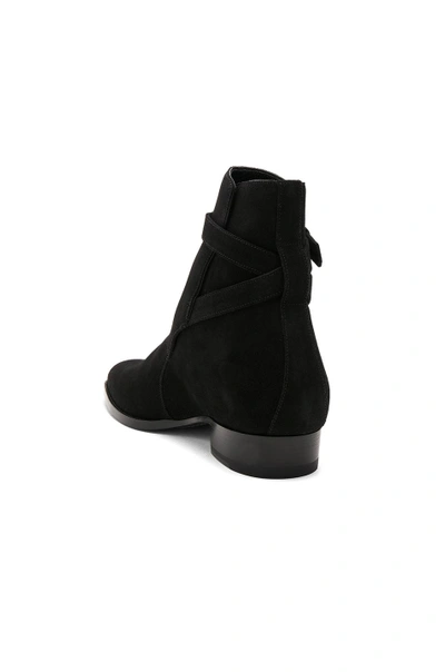 Shop Saint Laurent Wyatt Suede Jodhpur Boots In Black