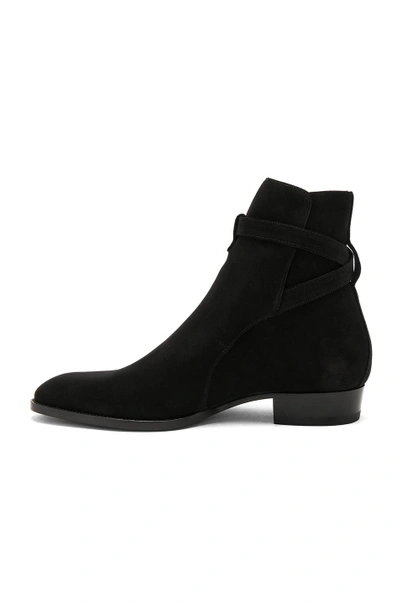 Shop Saint Laurent Wyatt Suede Jodhpur Boots In Black