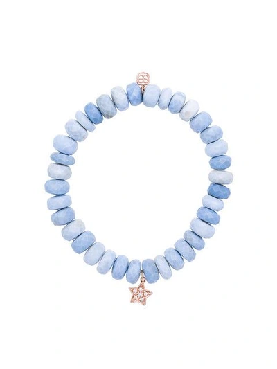 Shop Sydney Evan 14kt Gold Beaded Bracelet With Diamond Star Charm - Blue