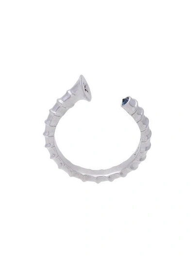 Shop Alison Lou Screw Stack Sapphire Ring In Metallic