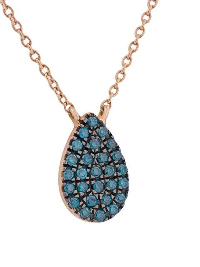 Shop Diane Kordas Blue Diamond Teardrop Necklace - Metallic