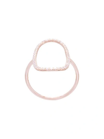 Shop Diane Kordas Diamond Oval Outline Ring In Metallic