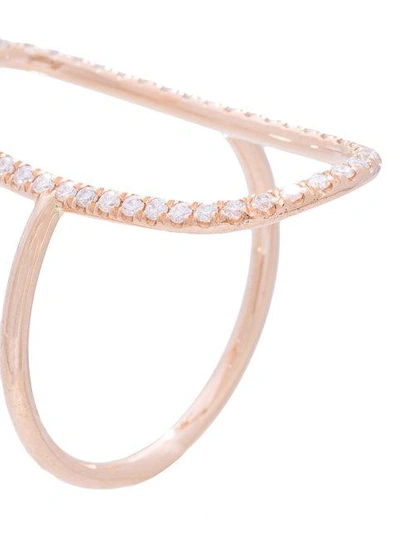 Shop Diane Kordas Diamond Oval Outline Ring In Metallic