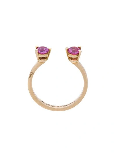 Shop Delfina Delettrez 2 Dots Pink Sapphires Midi Fingertip Ring In Metallic