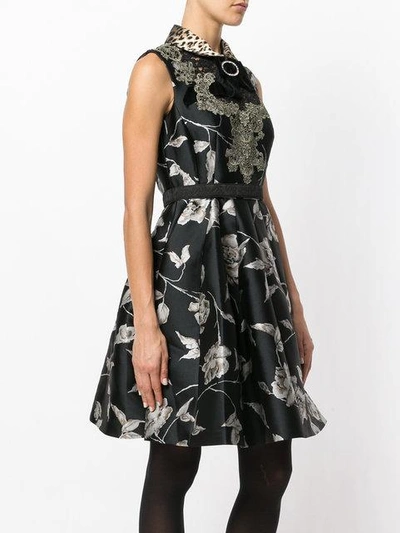 Shop Antonio Marras Bow Detail Floral Dress - Black